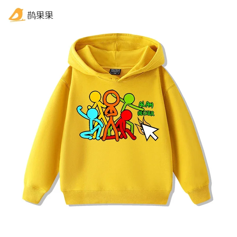Alan Becker Stickman Set a cinque colori + Felpa con cappuccio Alan Mouse per ragazzi e ragazze Xiu'xian Top Cappotto versatile autunnale