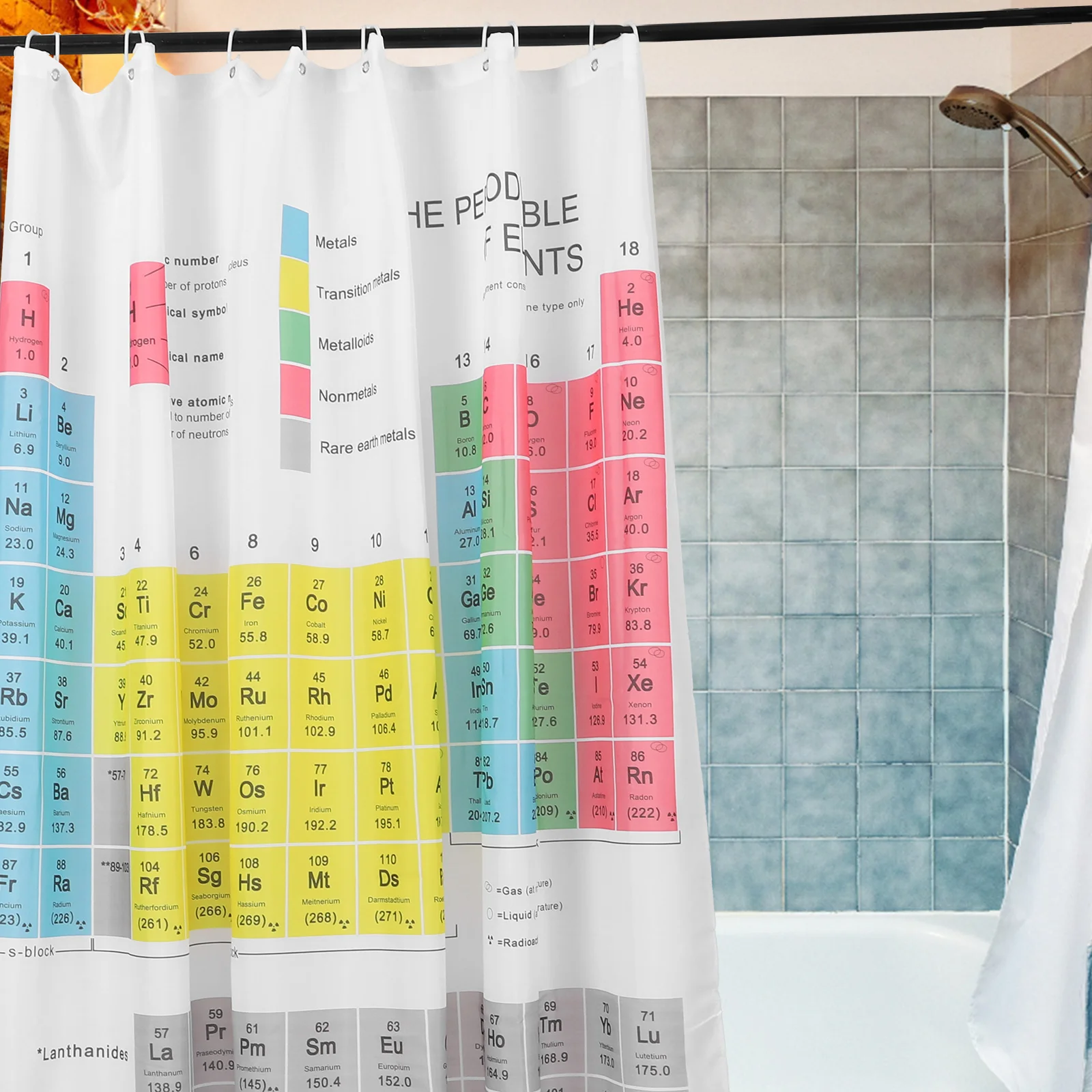 

1Set Periodic Table Shower Curtain Polyester Waterproof Bath Curtain Robust Longevity Home Decor Waterproof Shower Liner