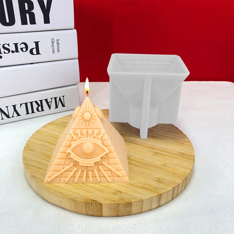 3D Egyptian Pyramid Silicone Candle Molds Handmade Pyramid Crafts Resin Gypsum Concrete Mud Mold Home Decoration Festival Gift