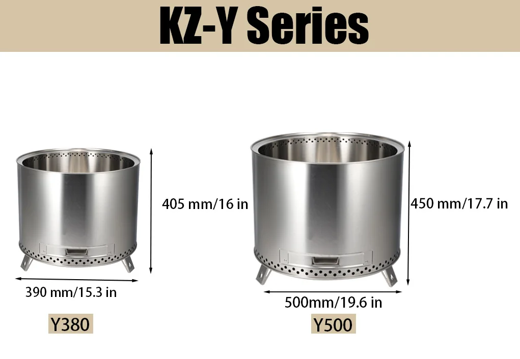 New Arrival Wholesale KZ Y500 Stainless Steel Portable Fire Pit Bonfire Smokeless 50x50x40cm for Outdoor Camping and Patio Use