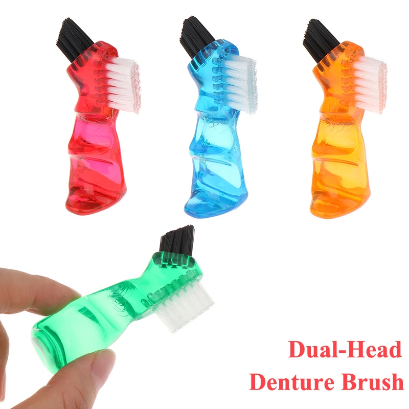 

1PC Dual-Head False Teeth Toothbrush Multi-Layered Denture Cleaning Brush Non-slip Ergonomic Handle Dental Oral Care Products
