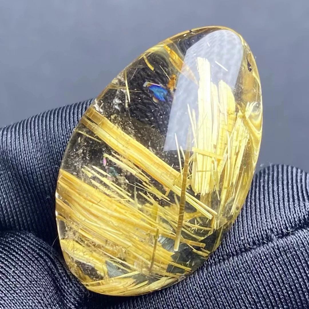 

Natural Gold Rutilated Quartz Pendant Water Drop Rutilated Quartz Jewelry 31*19*13mm Men Women Brazil AAAAAAA