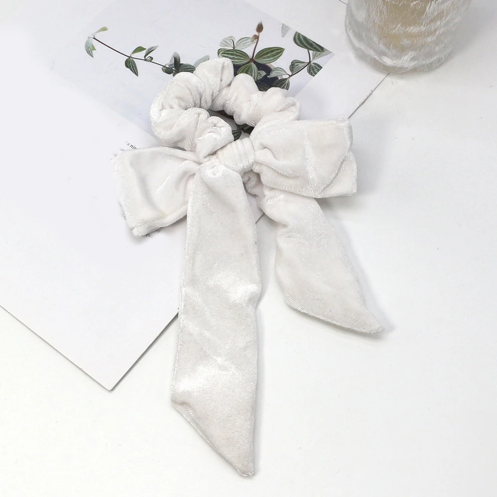 Samt-Haarbänder, Haargummis, Elastische Scrunchies, Samt-Schmetterling-Haaraccessoires – Detail 4