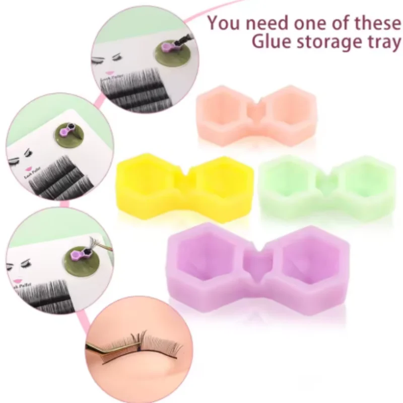 200pcs Disposable Glue Rings Plastic Cup Rings Holder Diamond Shape Tattoo Pigment Eyelash Extension Tools Lash Supplies