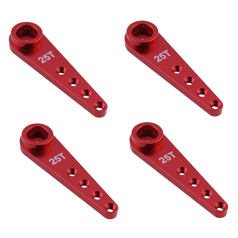 4PCS 37Mm 25T Metal Extension Steering Servo Arm Horn for RC Car Crawler Parts,Red