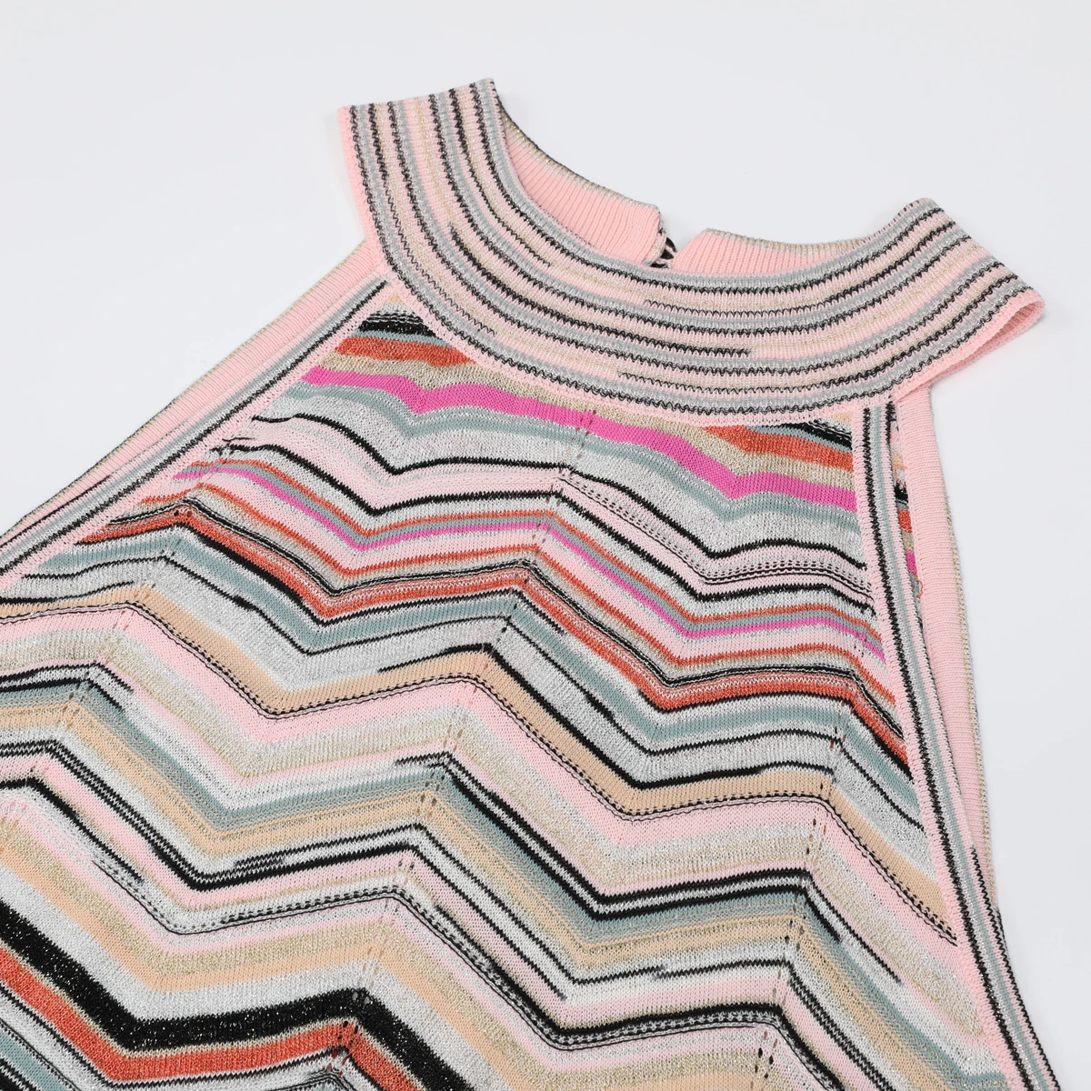 LEOSOXS High Quality Summer New Style Hanging Neck Wave Pattern Sleeveless Elastic Long Bag Hip Tight Knitted Women's Casual Dre