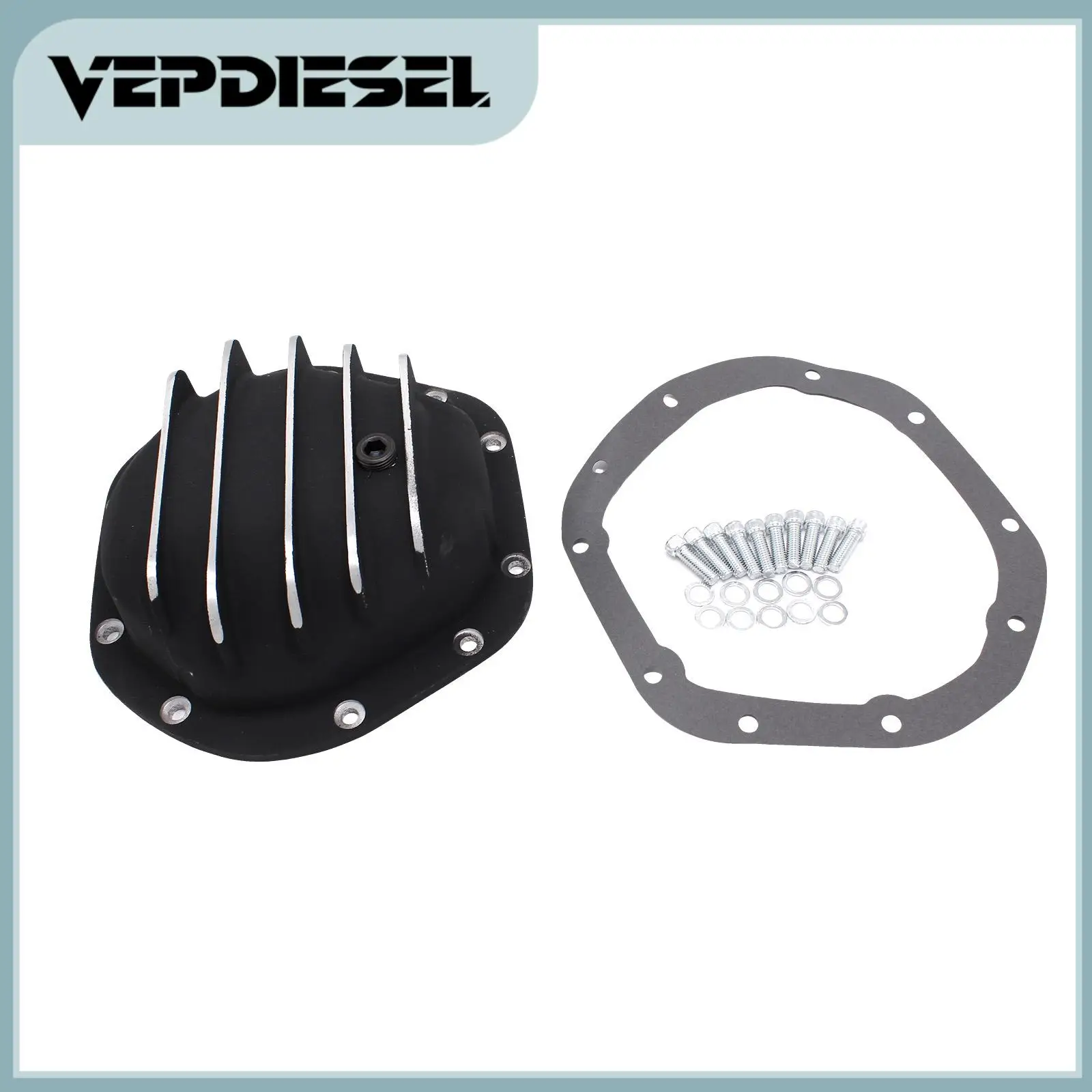 

1PC Front & Rear Differential Cover Kit with 10-Bolt Pattern for Chevy GM Ford Dodge Jeep Dana 44 Black Paint