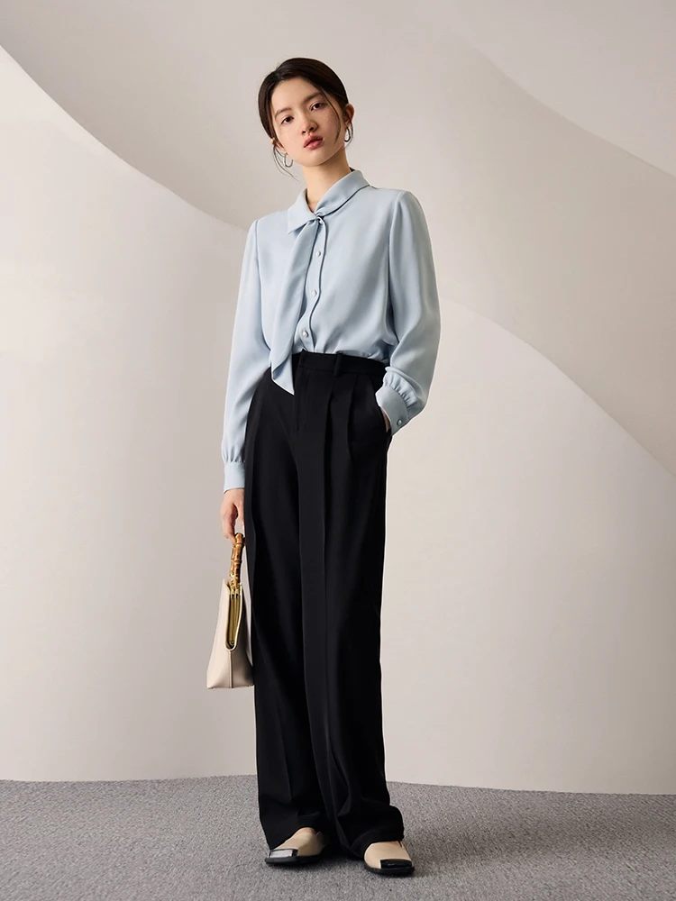 ZIQIAO High Waisted Straight Tube Floor Mop Suit Pants For Women 2023 New Loose Drape Slimming Casual Pants Office Lady