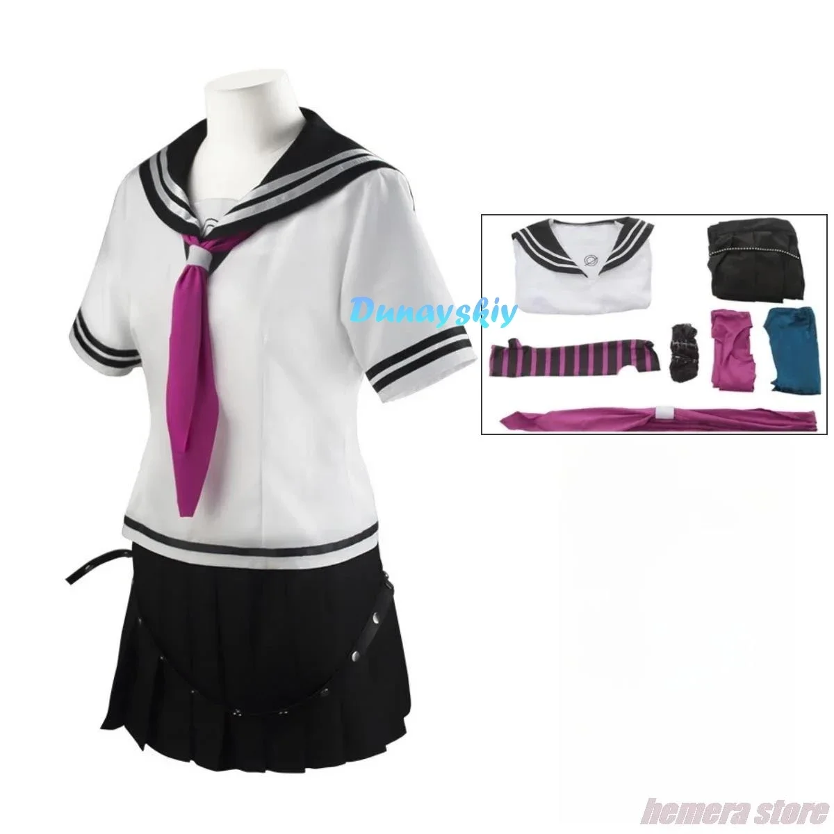 CosplayAnime Danganronpa Mioda Ibuki disfraz de Cosplay peluca colorida de cuerno de diablo para mujer accesorios de disfraz de Carnaval de Halloween