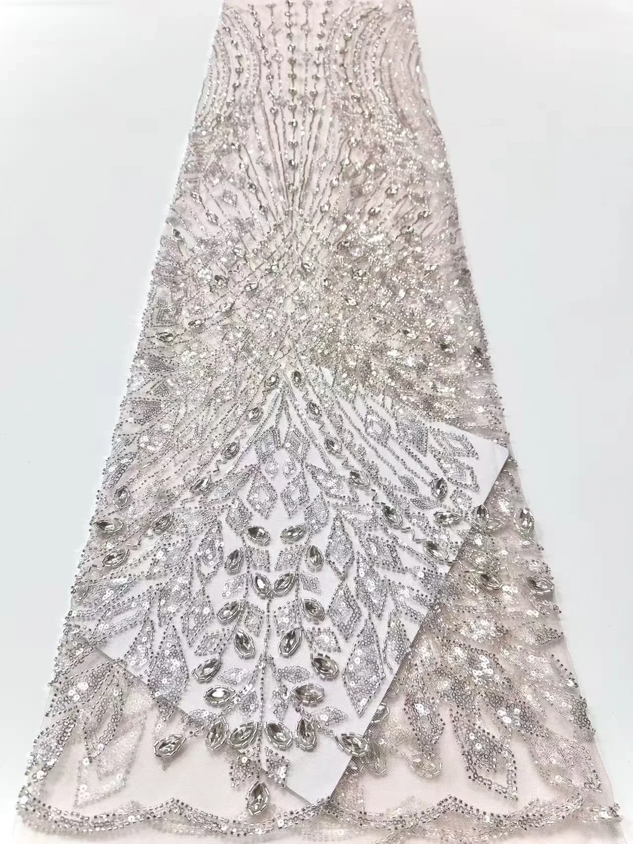 قماش دانتيل حجر مطرز يدويًا فاخر أفريقي عالي الجودة قماش دانتيل تول ترتر نيجيري ثوب زفاف وفستان سهرة 1959