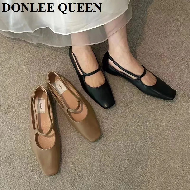 Women Flats Shoes Square Toe Flat Comfortable Ballerina Soft Ballet Mary Jane Shoes Female Loafers 2022 Autumn Zapatillas Mujer