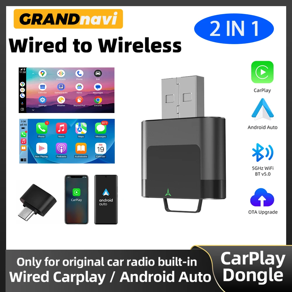 

Новый супермини-бокс Carplay AI Box: проводной CarPlay и Android Auto в беспроводном исполнении 2-в-1, Wi-Fi 5 ГГц для 98% оригинальных автомобилей с проводным CarPlay/Auto