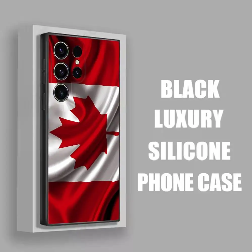 Capa de telefone de viagem com bandeira do passaporte do Canadá para Samsung S25, S24, S21, S22, S23, S30, Ultra, S20, Plus, Fe, Lite, 5G Capa preta