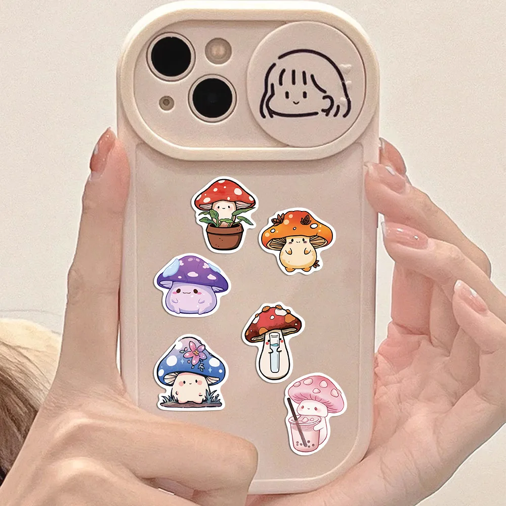 10/30/50PCS New Ins Style Cute Mushroom Stickers Cartoon Stationery Stickers Ipad Luggage Helmet Guitar Wall Sticker Decoration