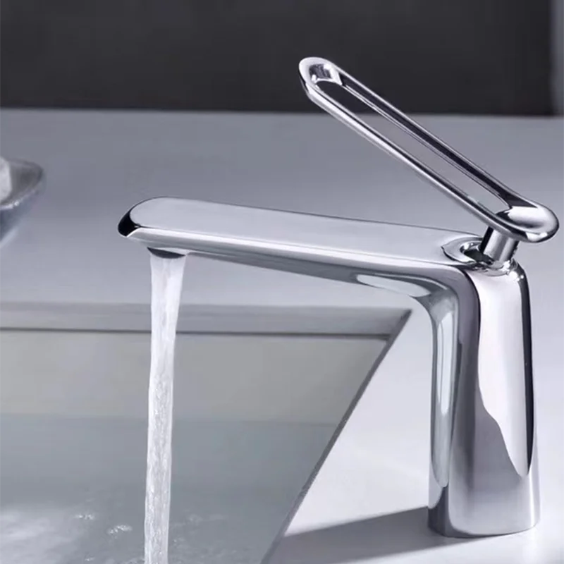 

Gun Grey/Black/ Brushed Gold Hot & Cold Water Mixer Taps Minimalist Handle Design Copper Basin Faucets Bathroom Accessories