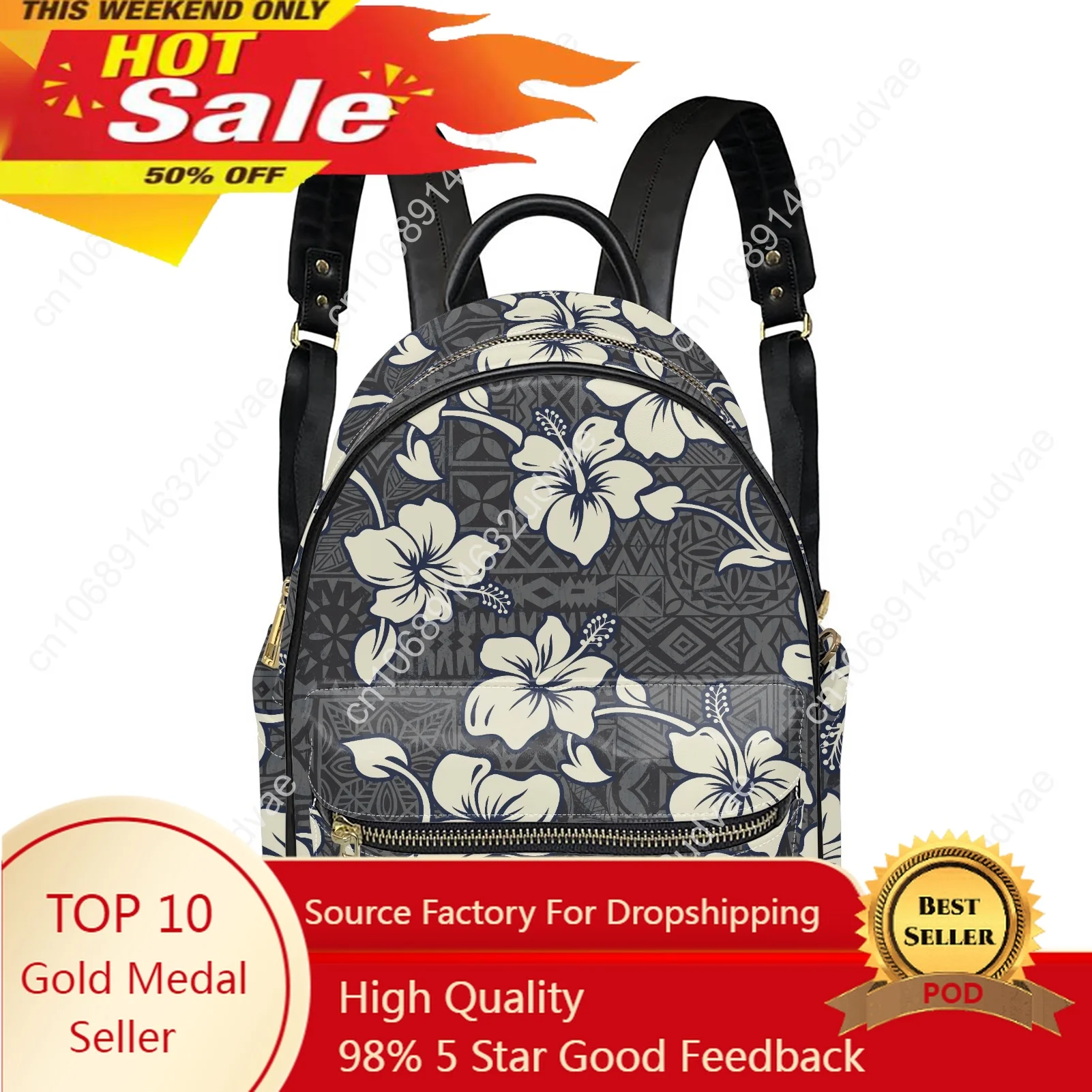 

2022 Polynesian Design Women's PU Backpack Women's Shoulder Bags Girls Fashion Mini School Bags