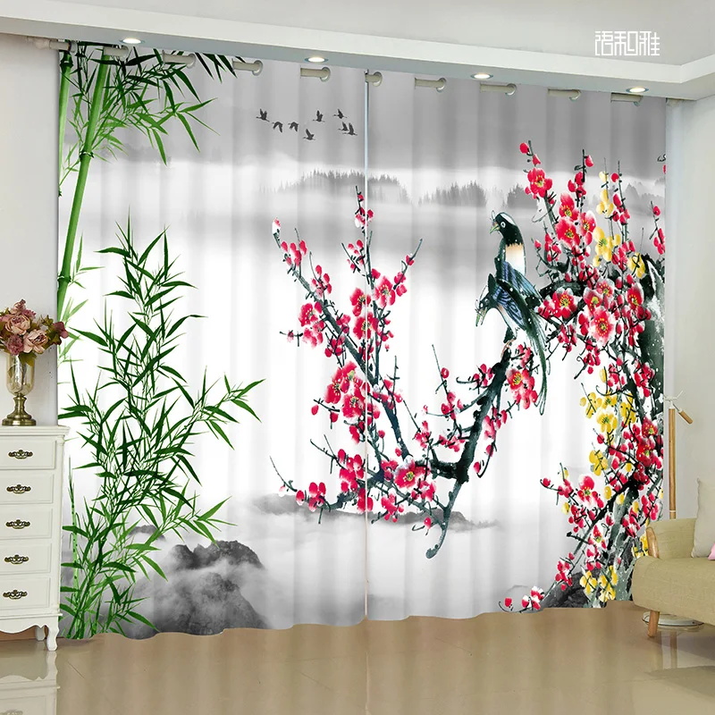 

Chinese Troditional Culture Bird Flower Window Curtains in Kids Bedroom Living Room Hall Treatments Kitchen Decor Drapes Blinds