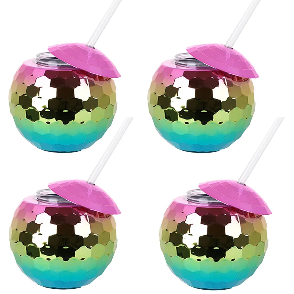 

Rainbow Disco Ball Cups with Tags Lids and Straws Cocktail Cup Bachelorette Party Decorations Wine Drinking Tea Bottle