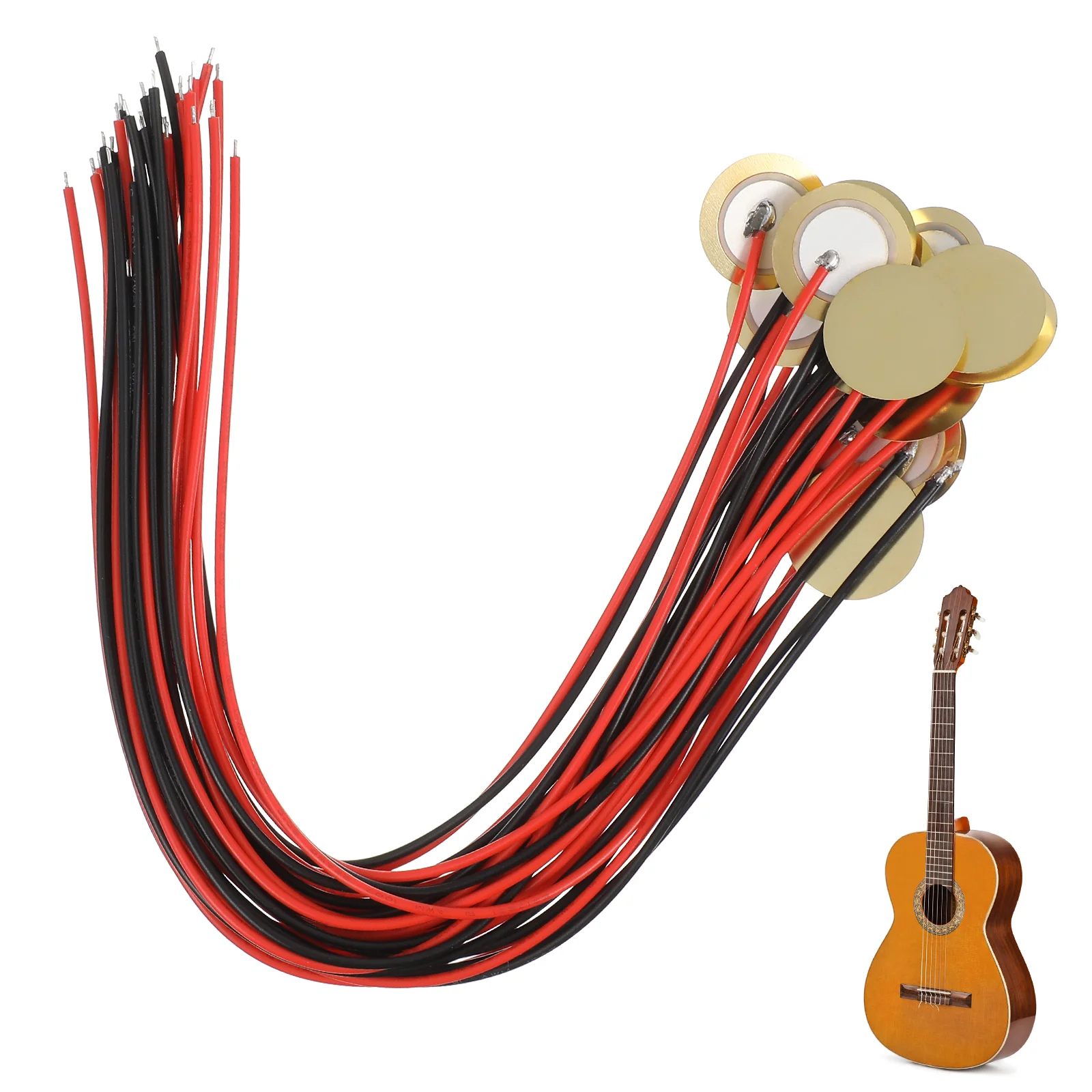 15 Pcs Brass Pickup Piezo Transducer Guitar Parts Drum Trigger Microphone Amplifiers Discs ContactPiezo Acoustic Musical