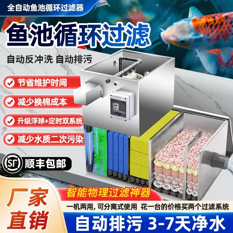 

Fish pond filter Rotary drum microfilter Automatic backwash purification system Aquaculture water circulation system equipment