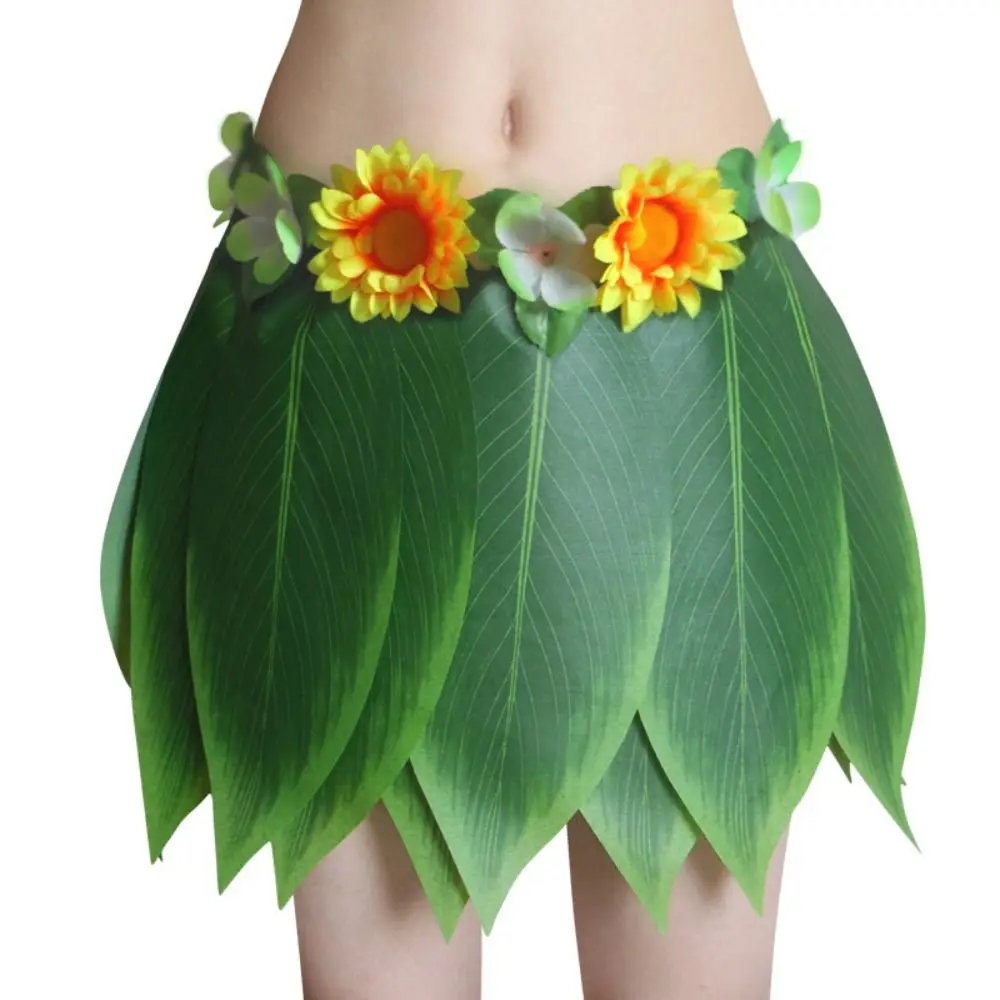 Leaves Hawaiian Green Leaf Skirt Bonfire Party Prom Stage Show Beach Holiday Costumes Dance Dress Up Beach Grass Leaf Skirt
