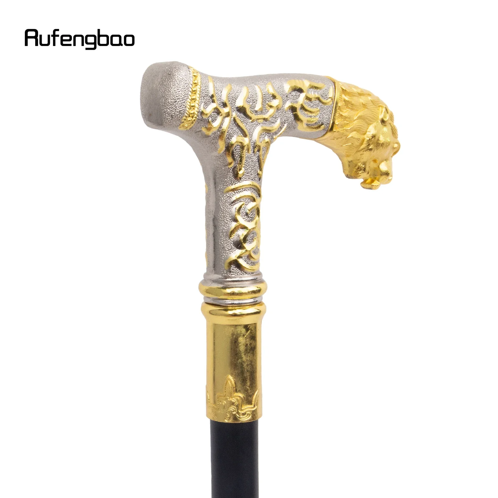 Golden White Lion Handle Luxury Walking Stick Party Fashion Elegant Walking Stick Decorative Cospaly Cane Knob Crosier 89cm