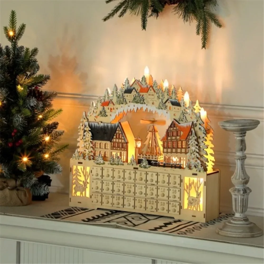 This Christmas Village Advent Calendar adds a festive charm with 18 LED lights beautifully illuminating the Christmas scene