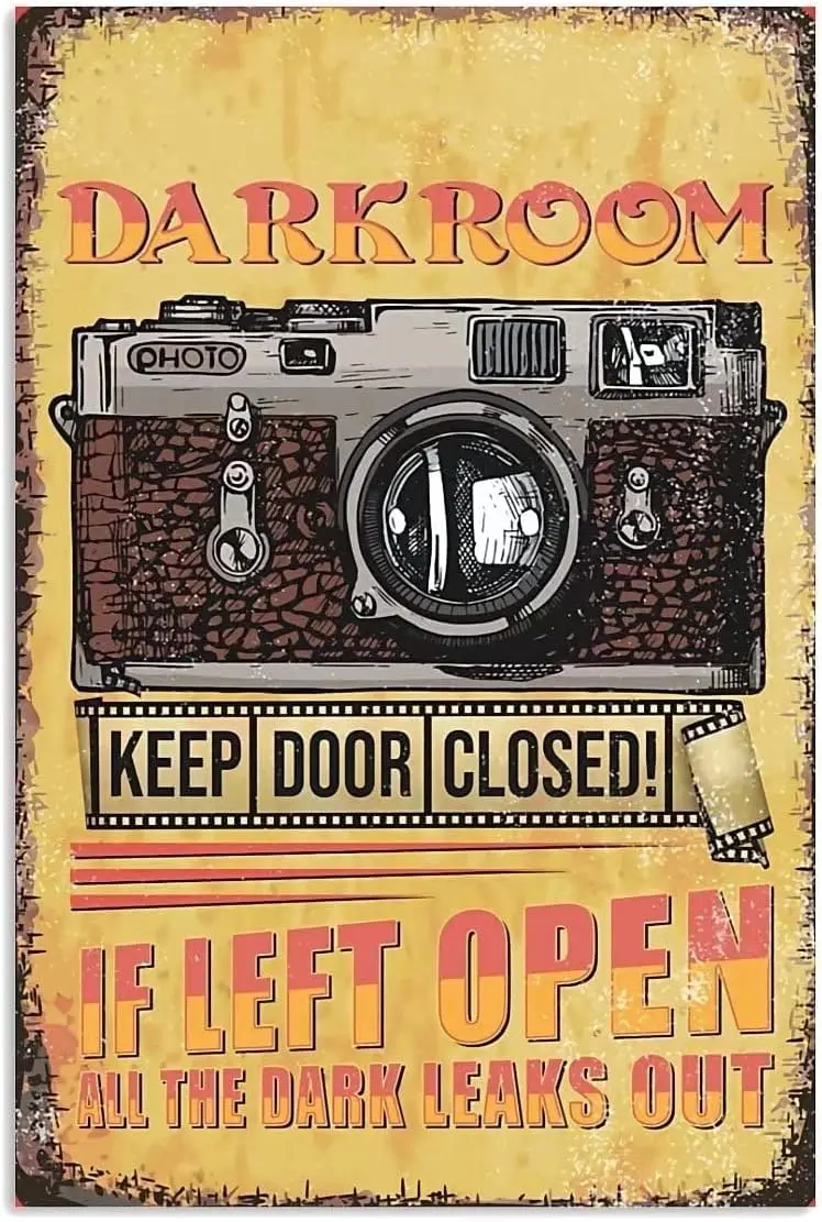 Camera Photo Retro Metal Signs Darkroom Keep Door Closed Posters Photo Studio Art Wall Decor Lovers Home Bedroom Club Plaque Dec