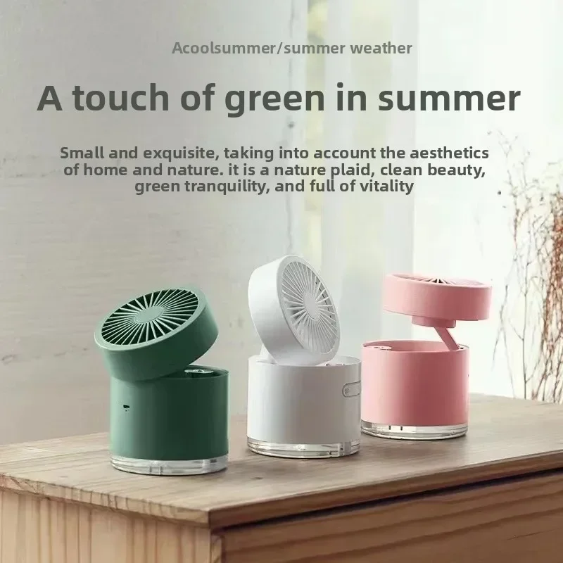 Mini Air Conditioning Fan with Humidifier USB Convenient Desktop Mobile Folding Small Fan