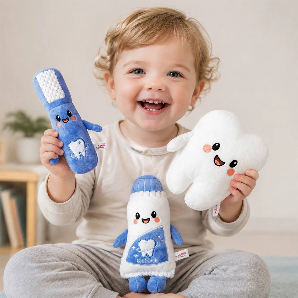 Dental Plush Tooth Toothpaste Toothbrush Figurine Dentist Office Decor Gift Toy Early Education Oral Hygiene Learning Toy