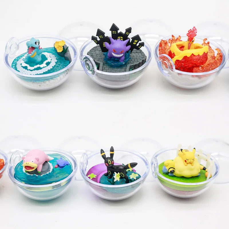

Серия Pokemon Poke Ball, связывающая коробка, игрушки Gengar Eevee Totodile Moltres, медленноподежная фигурка, модель, коллекционные украшения, подарки для детей