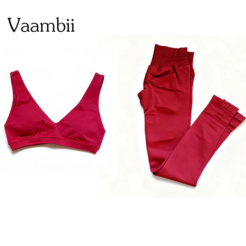 Impact Scoop Back Bra+Leggings Yoga Sports Suit 2PCS Sports Vest Women's SetProfessional Fitness Tank Top Female Clothing