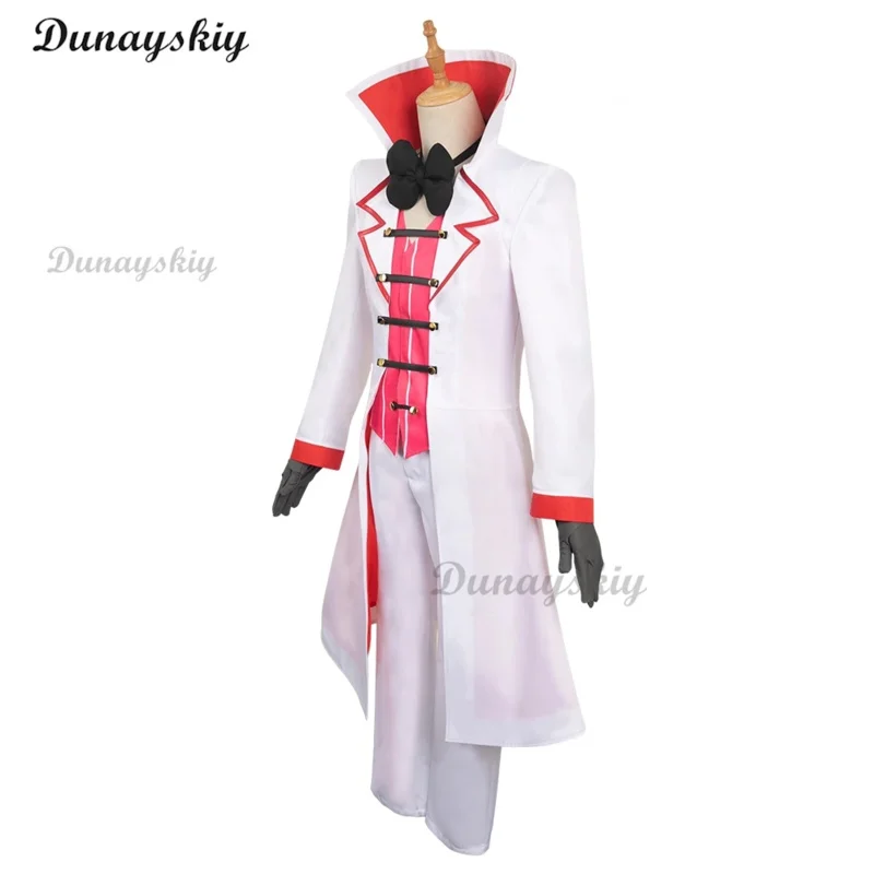 Hazbin Lucifer kostum Cosplay Anime Hotel Morningstar kostum Cosplay Wig Daddy White Suit pesta setan kostum pria dewasa