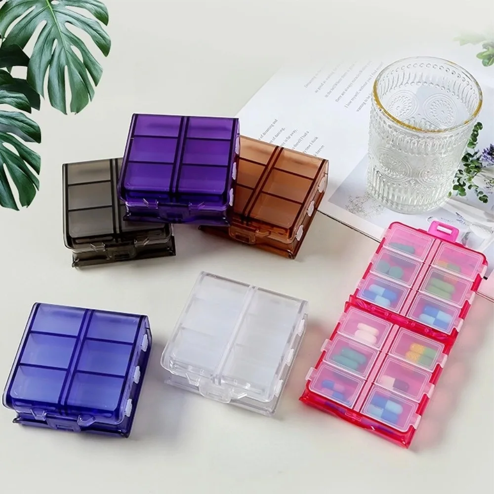 

New Hot Double Layer 12 Grids Pill Organizer Transparent Sealed Portable Travel Pocket Container for Vitamin Medicine Fish Oils