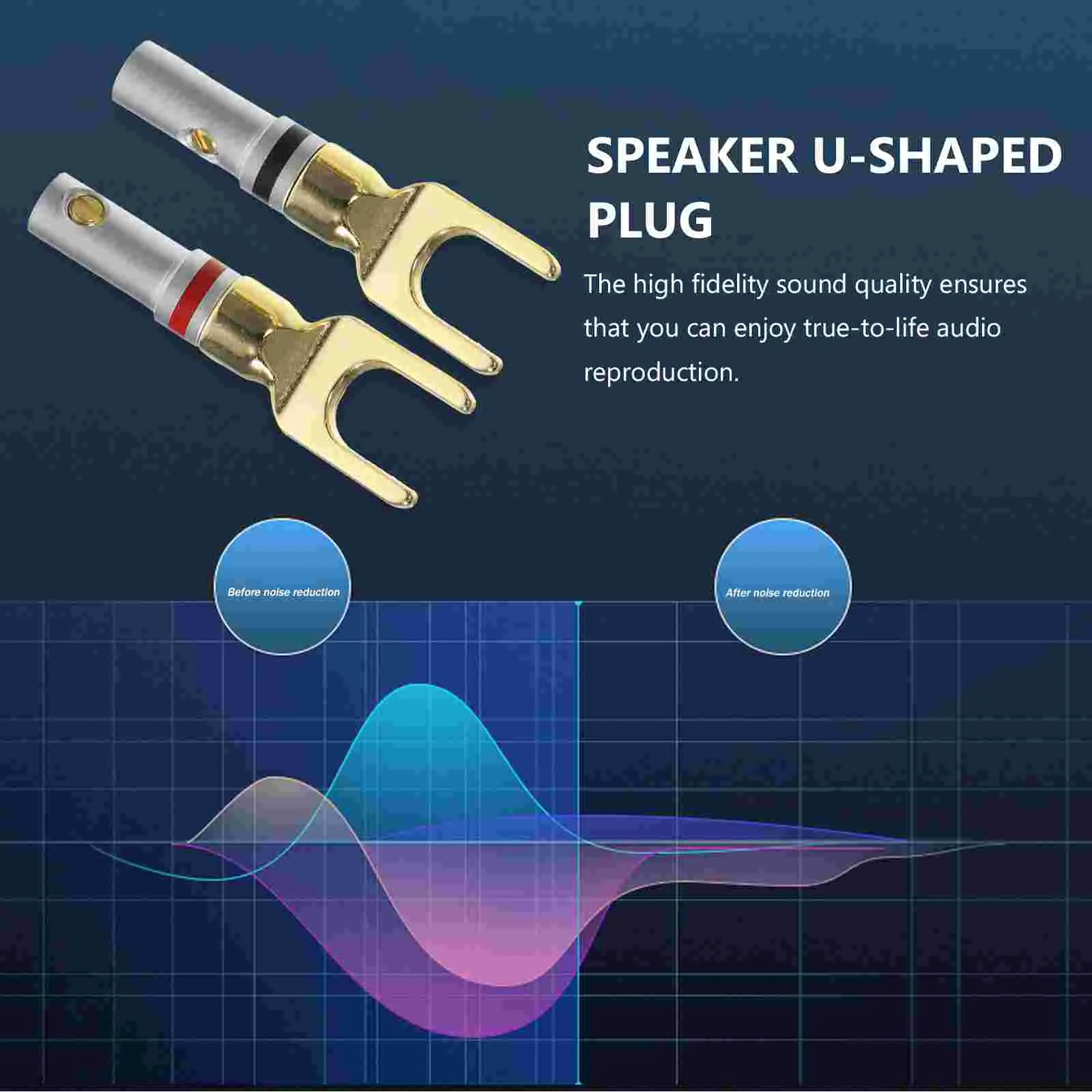 6 Pcs High Fidelity Speaker Cable Connector Speakers Gold Plating Aluminum Alloy Spade Connectors