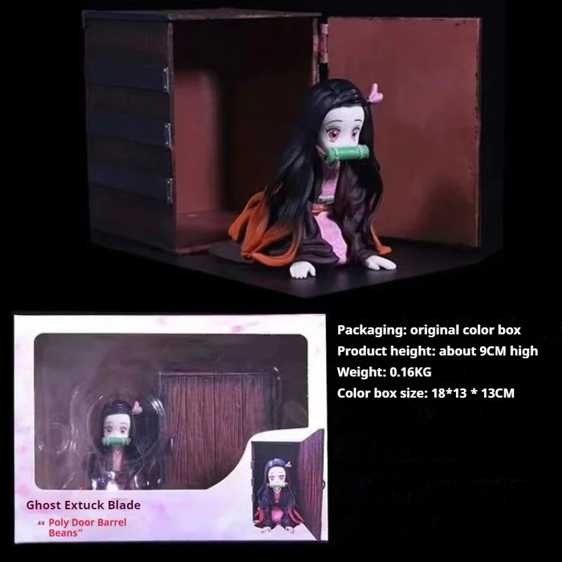 9cm Demon Slayer Art Mini Kamado Nezuko Anime Girl Figure Model Statue Boys Collection Desktop Decoration Ornament Toys Gifts