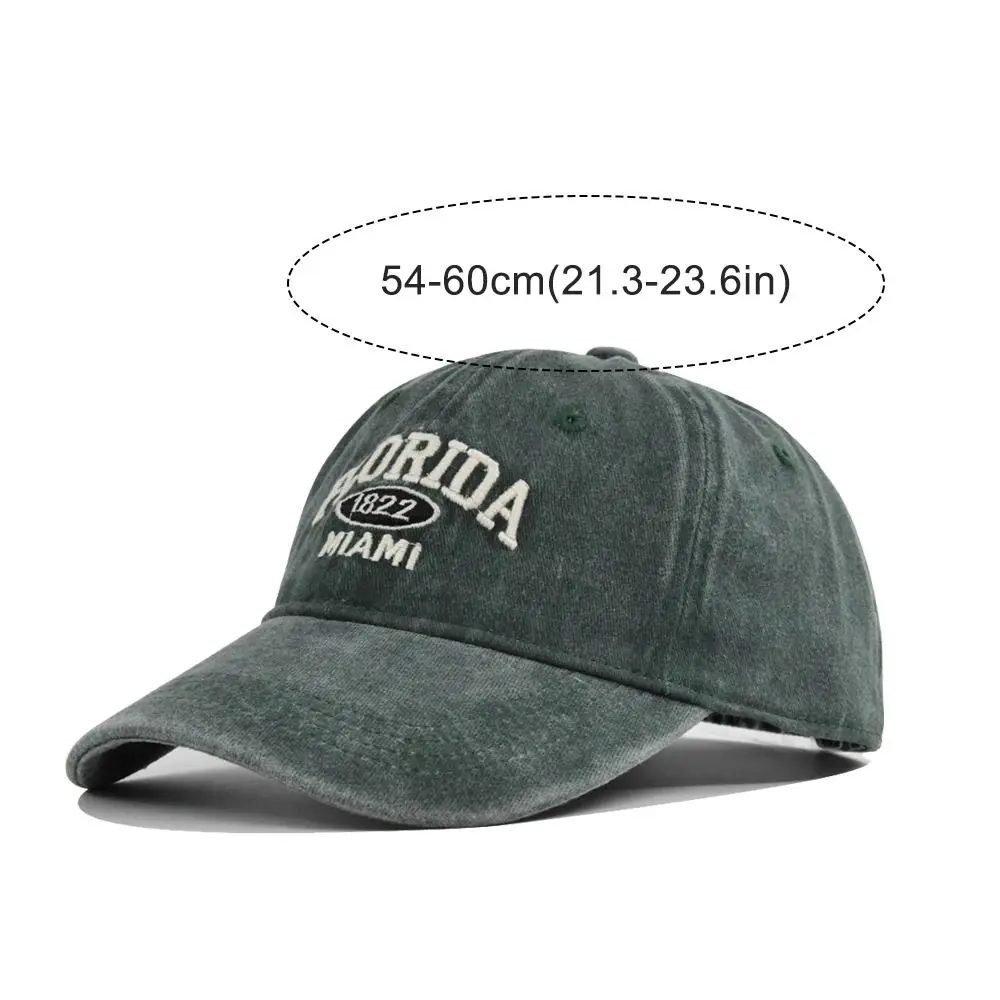FLORIDA Embroidery Baseball Caps Gothic Street Punk Adjustable Distressed Faded Cap Hip-hop Washed Baseball Hats
