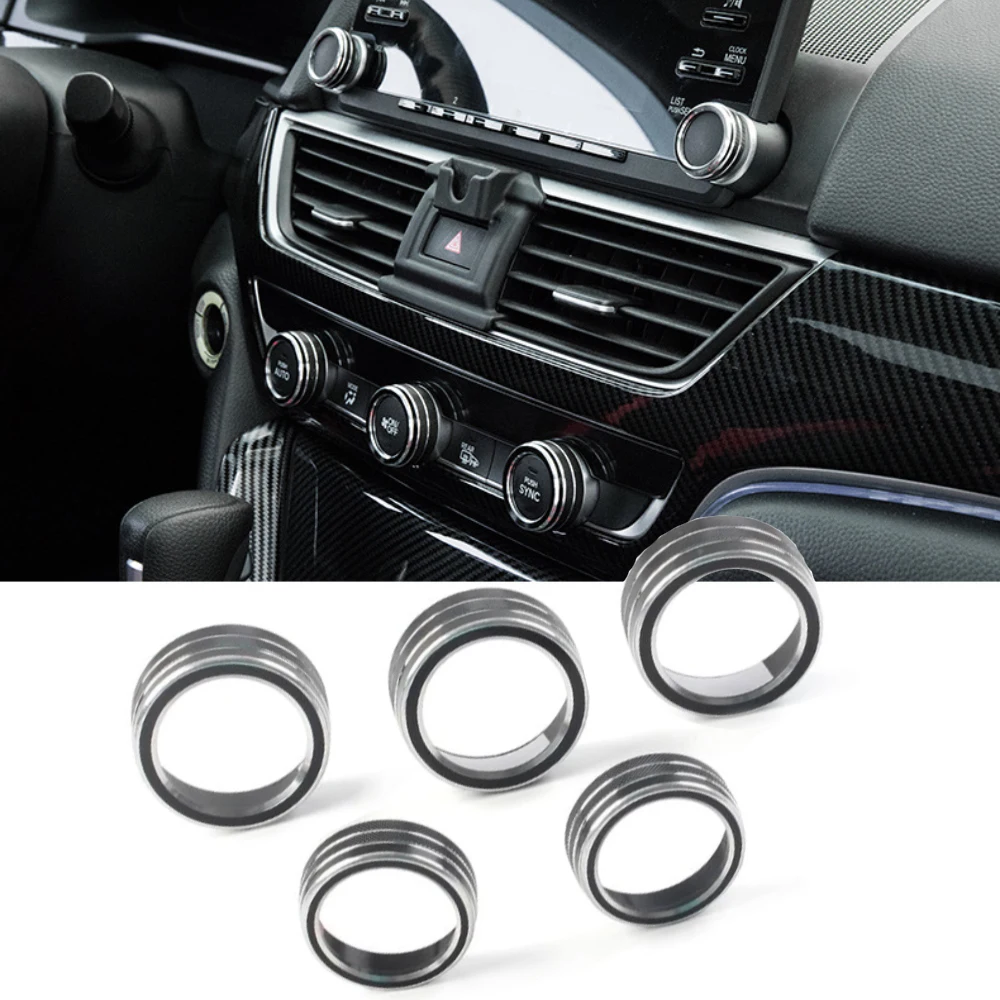 5Pcs Aluminum Air Condition AC Switch Buttons Cover Trim For Honda Accord Sedan Sport EX EX-L LX 10th 2018 2019 2020 2021 2022