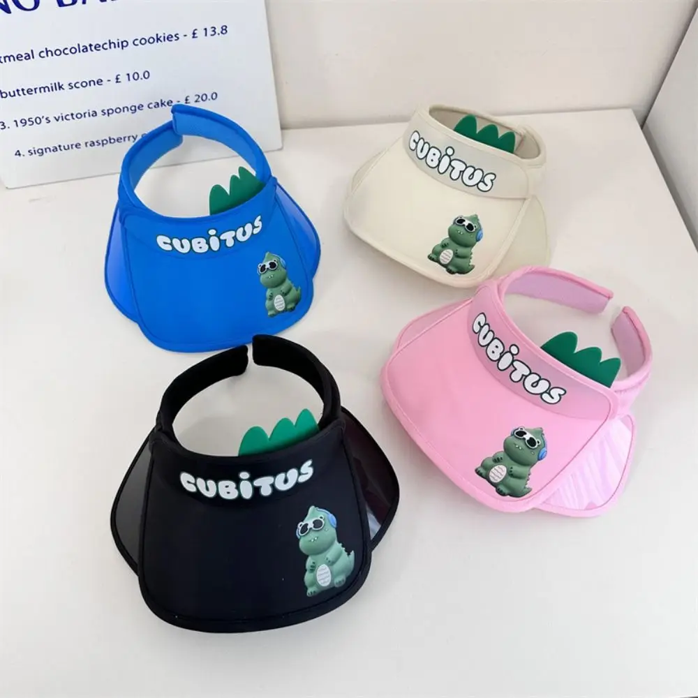 Durable Cute Baby Empty Top Hat Cartoon Dinosaur Sunscreen Hat Sweat Absorption Breathable Fisherman Hat Boys