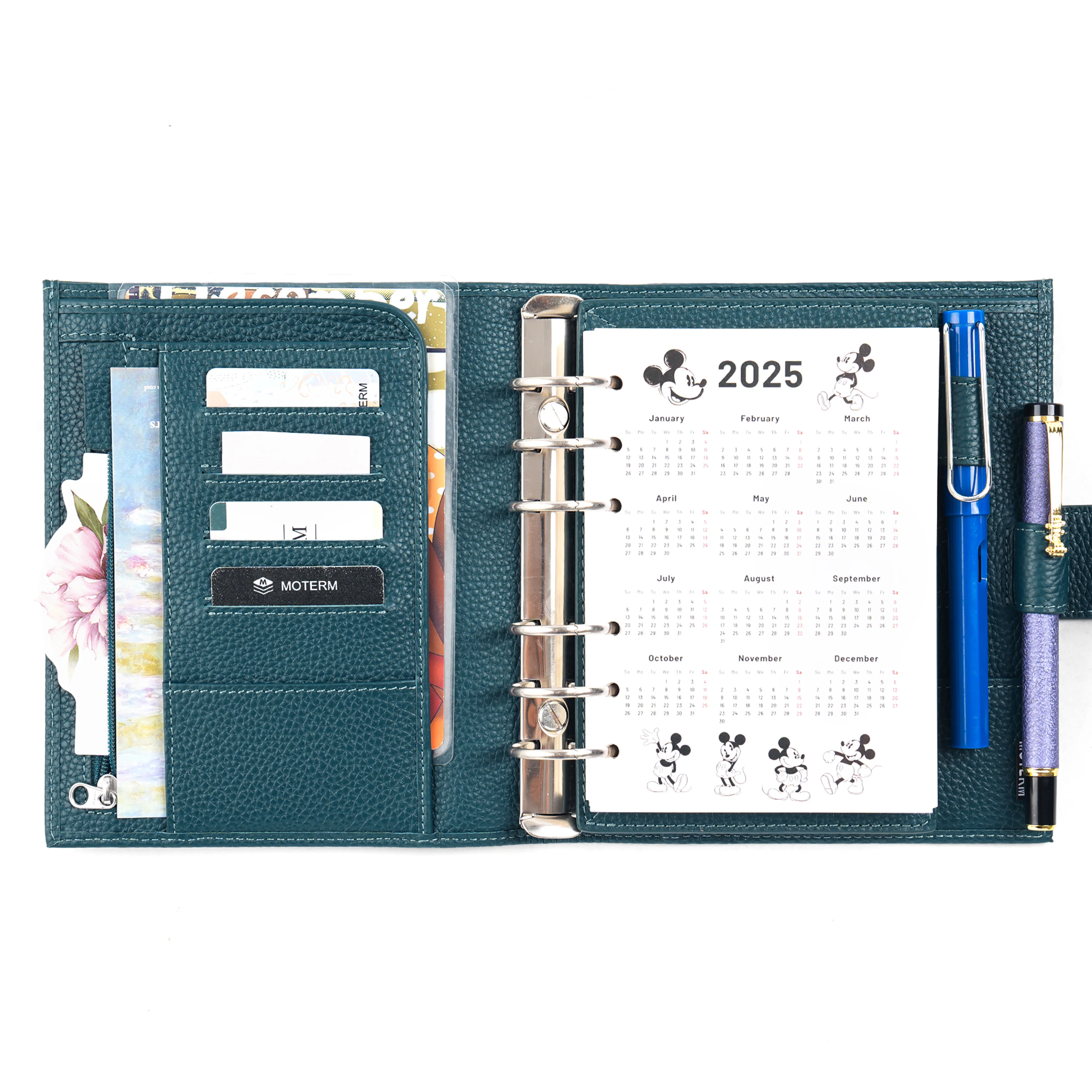 Moterm A6 Size Luxe Rings Planner with 30 MM Rings Binder Genuine Pebbled Grain Leather Notebook Diary Agenda Organizer Journal