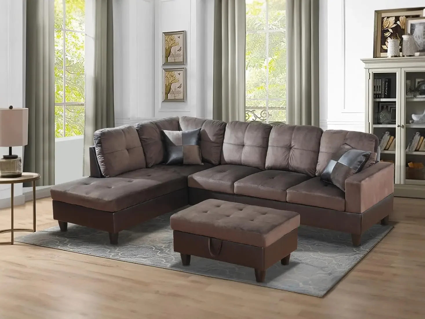 Modular Sectional Sofa with Chaise Living Room Furniture Sets L-Shaped 5 Seater Upholstered Corner Couch with Storage