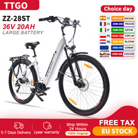 ttgo ZZ-28ST Electric Bicycle for Adult with 36V 20 Ah Battery,250 W Motor, 9 Speed 25 km/h City Electric Bike 100-130 km E-bike