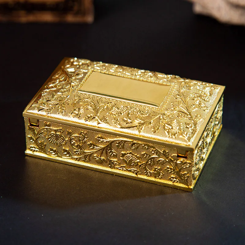 Creative Retro Gold and Silver Metal Creative Princess Flip Jewelry Box Ring Storage Box Packaging