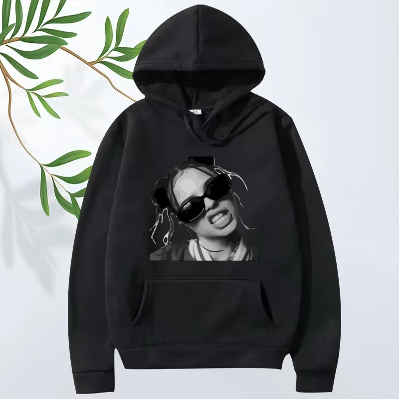 

Nina Chuba Monochrome Attitude Bad Girl Essential Graphic hoodie men women vintage Long sleeve streetwear print oversized unisex