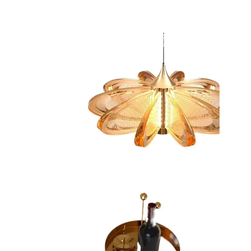 

New simple modern petal dining room chandelier living room sofa background wall bedroom liftable small chandelie rاضاءه лампа