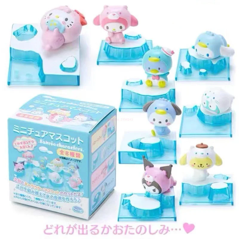 Anime Sanrio Melody Kt Cat Blind Box Kawaii Action Figure Mystery Box Cinnamoroll Pom Pom Purin Cosplay Snow World Gift Kids Toy