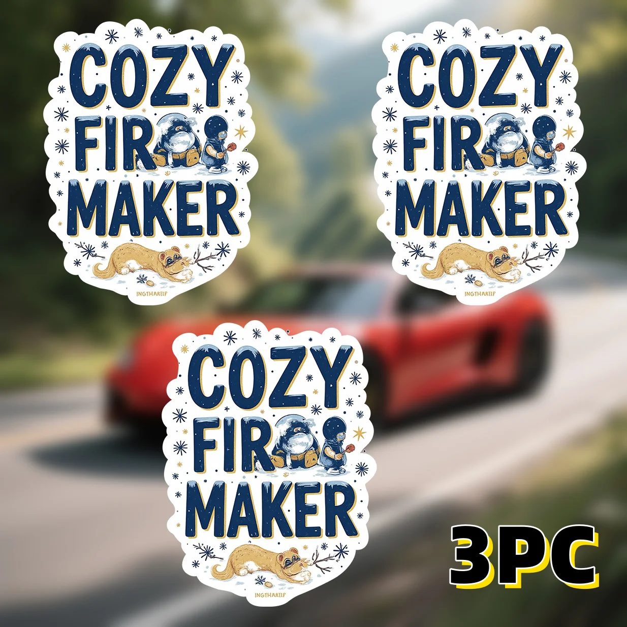 Adesivo in vinile a tema invernale Impermeabile per auto, moto, laptop, decorazione fai da te, cartone animato opaco, autoadesivo, durevole