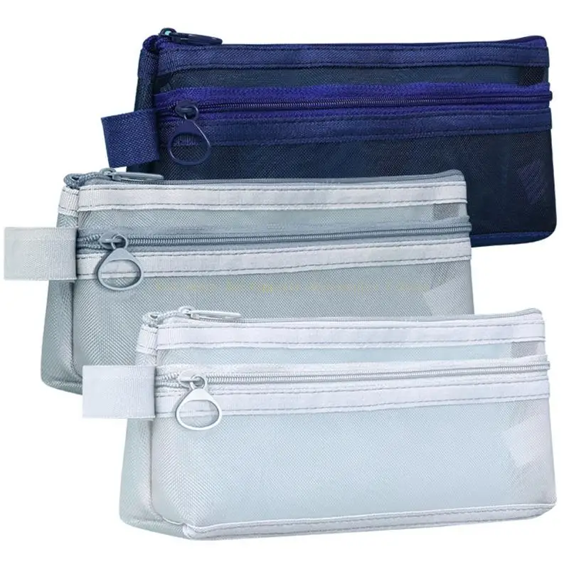 High Capacity Pencil Case Clear Mesh Pen Pouches Marker Organiser Storage Bag