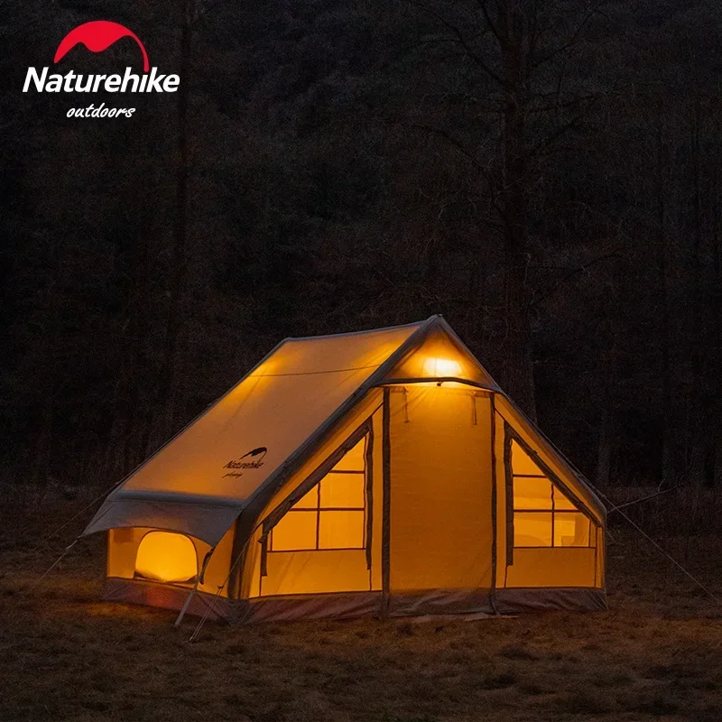 Naturehike Air 6.3 Camping Inflatable Tent 2-4 Persons Large Space Cotton Cabin Tent Family Outdoor Hiking Tent With Air Pump