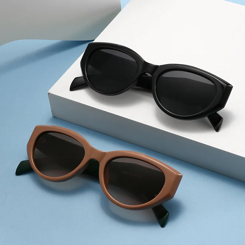 Trendy Beliebte Cat Eye Sonnenbrille Weiblich Männlich Luxus Marke Designer Brillen Outdoor Fahren Reise Schatten Unisex UV400 Lentes – Detail 2